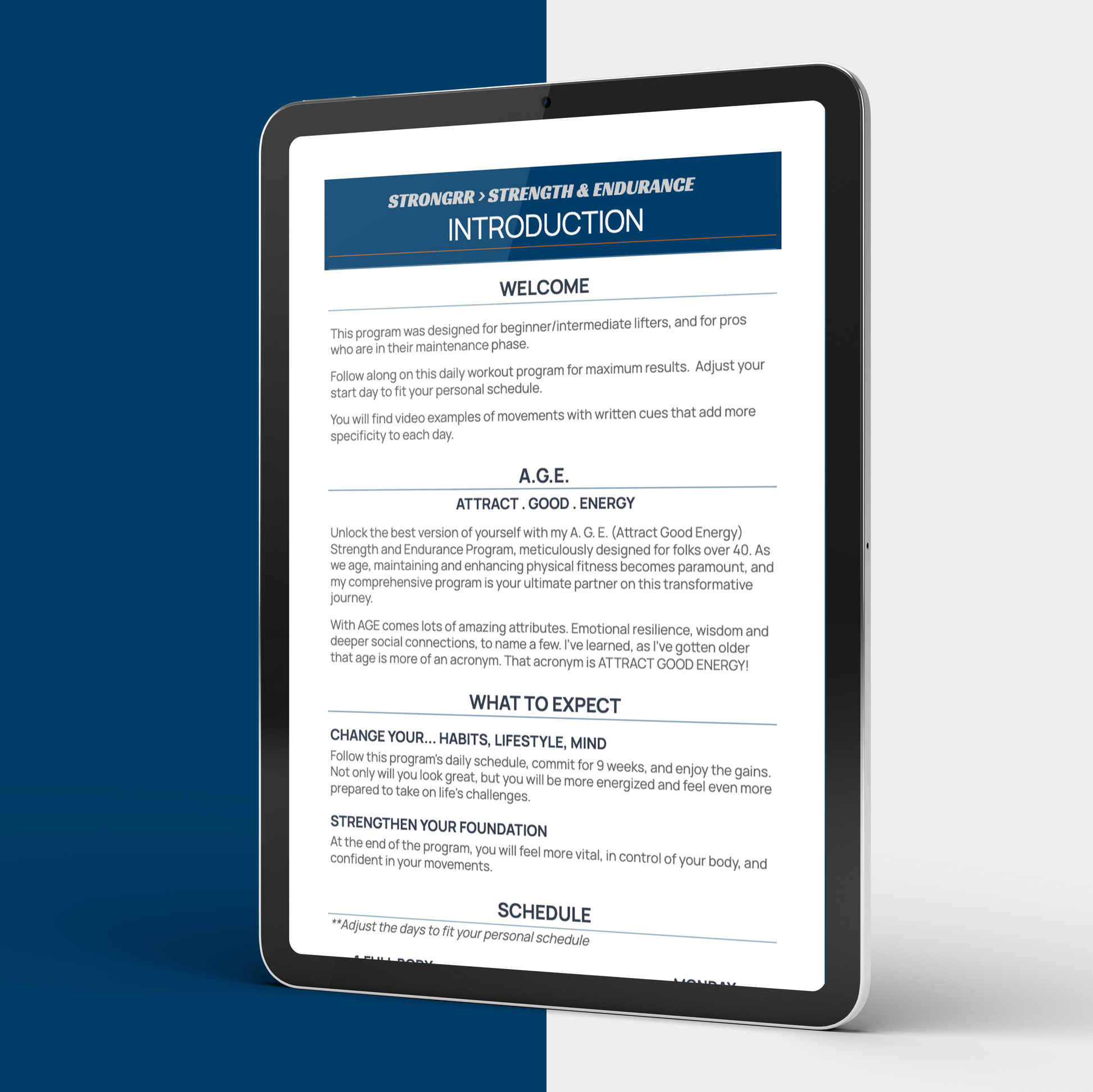 tablet with introduction page